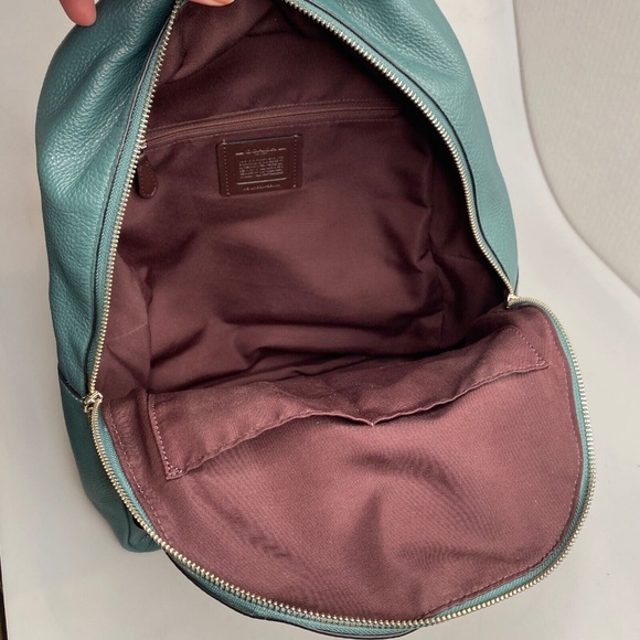 COACH Backpack Dark Turquoise Pebble Leather Silver Hardware (29004) EUC - Picture 4 of 16